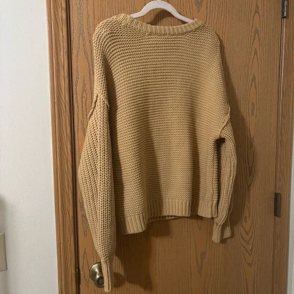 Free People Isla Cable Knit Oversized Tunic Sweater XS - Camel - Picture 4 of 5